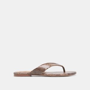 LINNET SANDALS SNAKE TAN EMBOSSED LEATHER