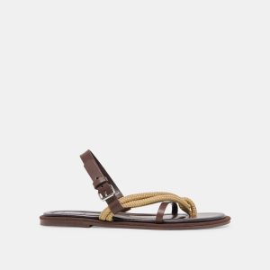 REED SANDALS DK BROWN LEATHER