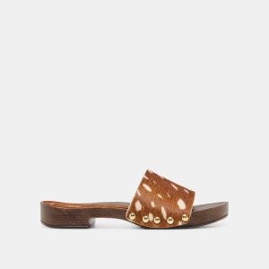 SYMONE SANDALS CHESTNUT CALF HAIR