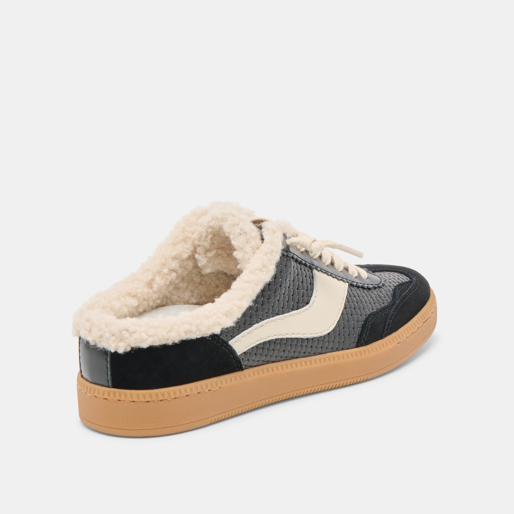NOTICE SLIDE PLUSH SNEAKERS BLACK WOVEN LEATHER - Image 4