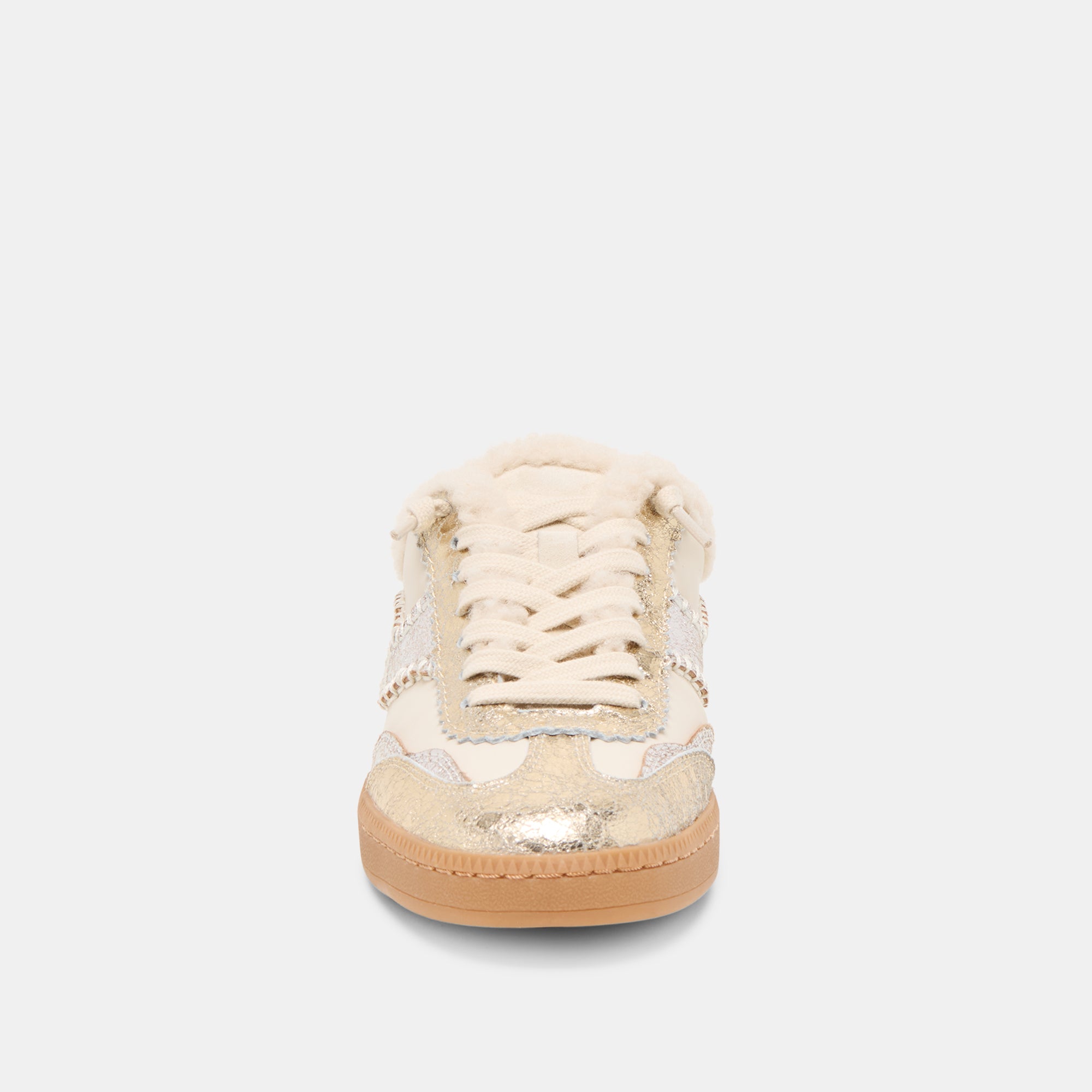 NOTICE SLIDE PLUSH SILVER GOLD CRACKLED LEATHER - Image 6