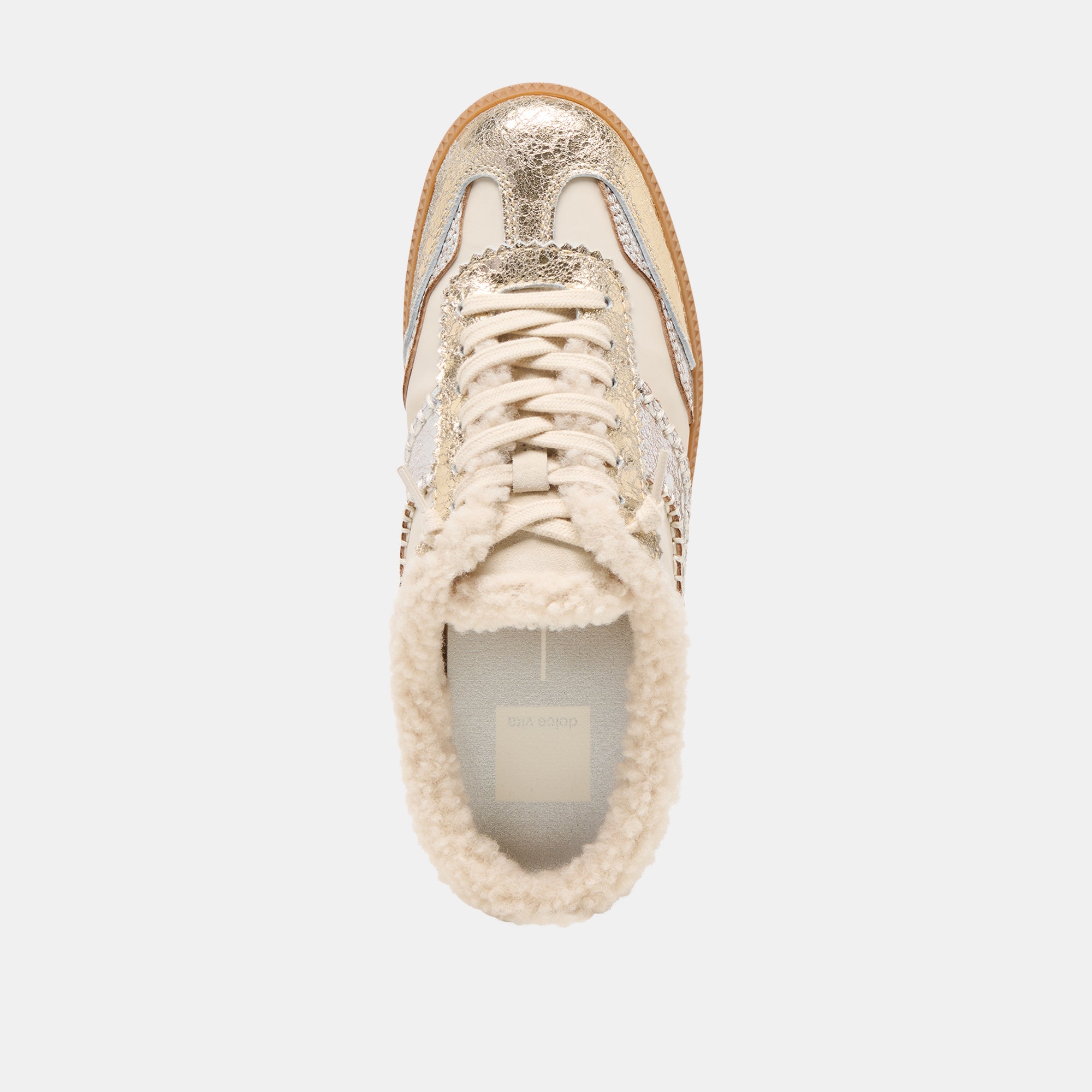 NOTICE SLIDE PLUSH SILVER GOLD CRACKLED LEATHER - Image 8