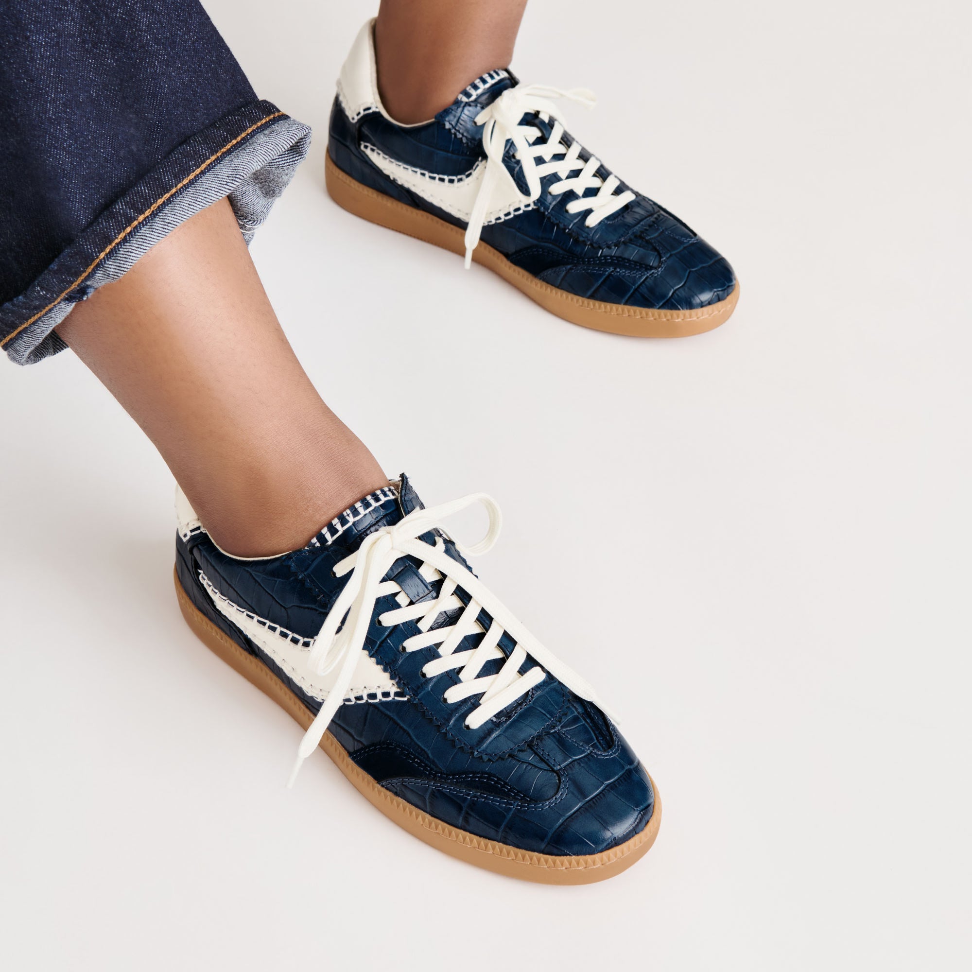 NOTICE STITCH SNEAKERS INK CROCO EMBOSSED LEATHER - Image 2