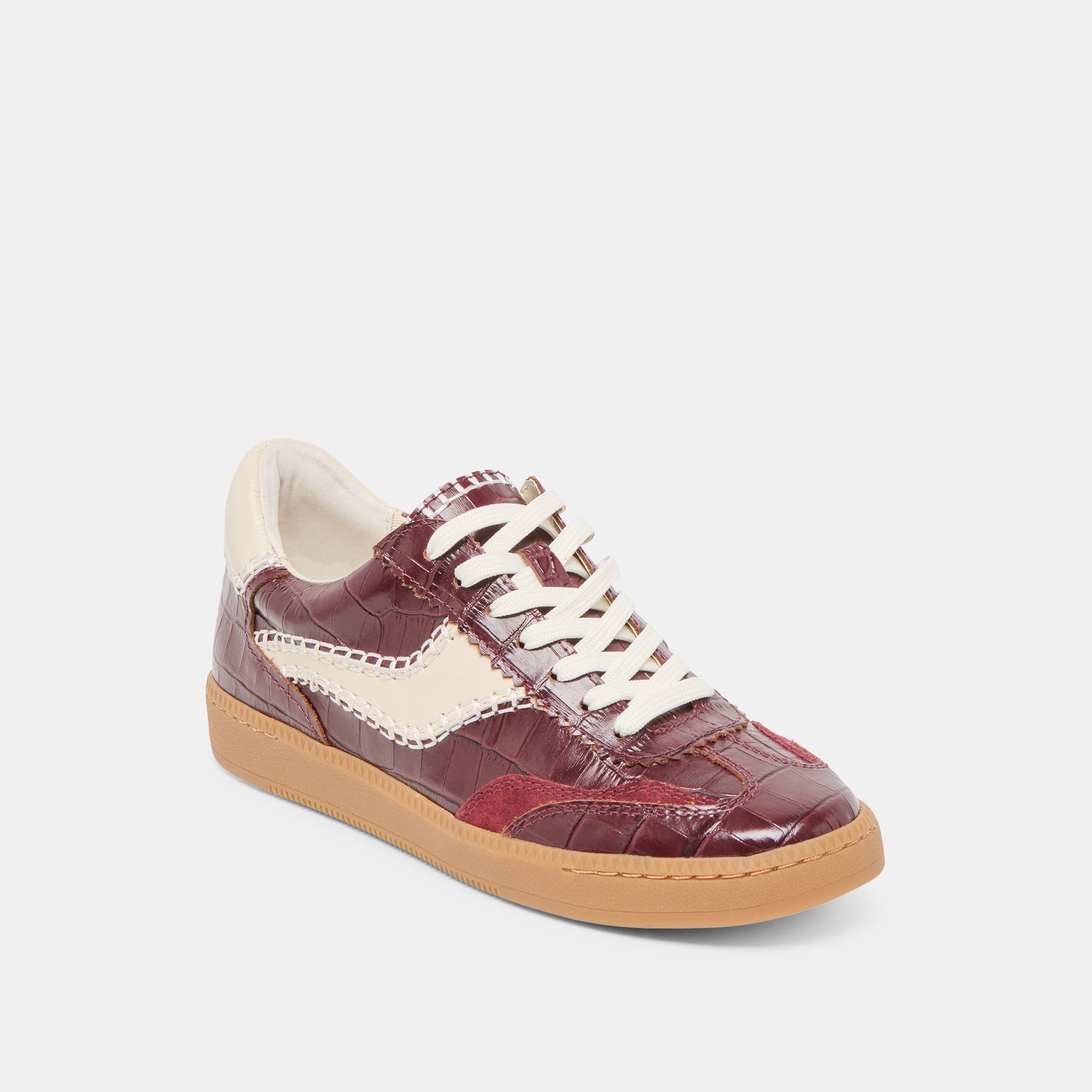 NOTICE STITCH SNEAKERS OXBLOOD CROCO EMBOSSED LEATHER - Image 4