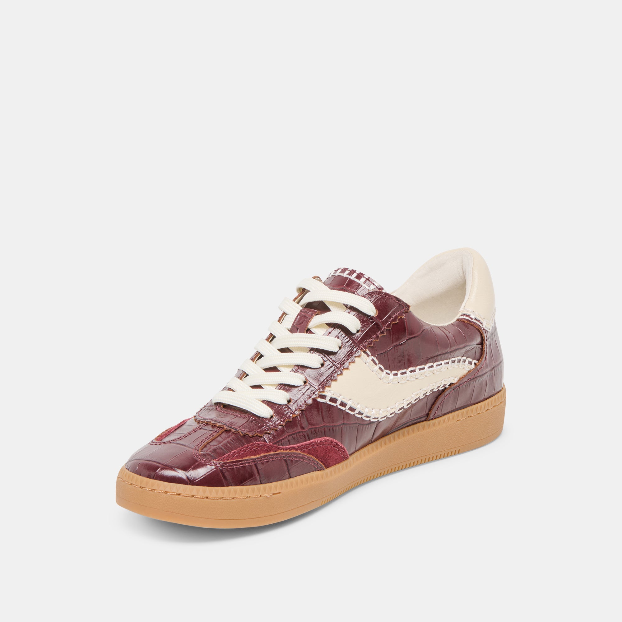 NOTICE STITCH SNEAKERS OXBLOOD CROCO EMBOSSED LEATHER - Image 8