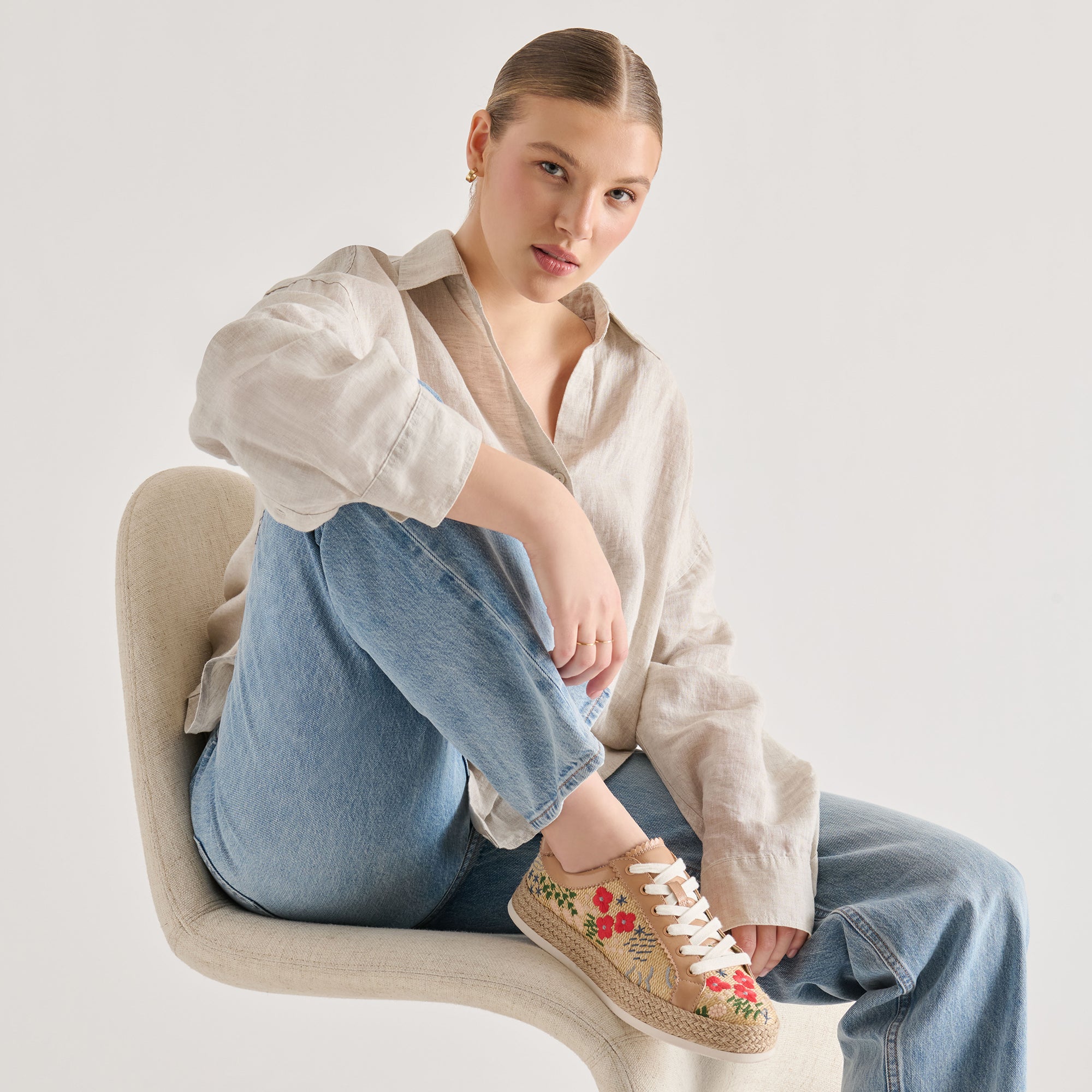 AZALIA SNEAKERS SAND FLORAL RAFFIA - Image 6