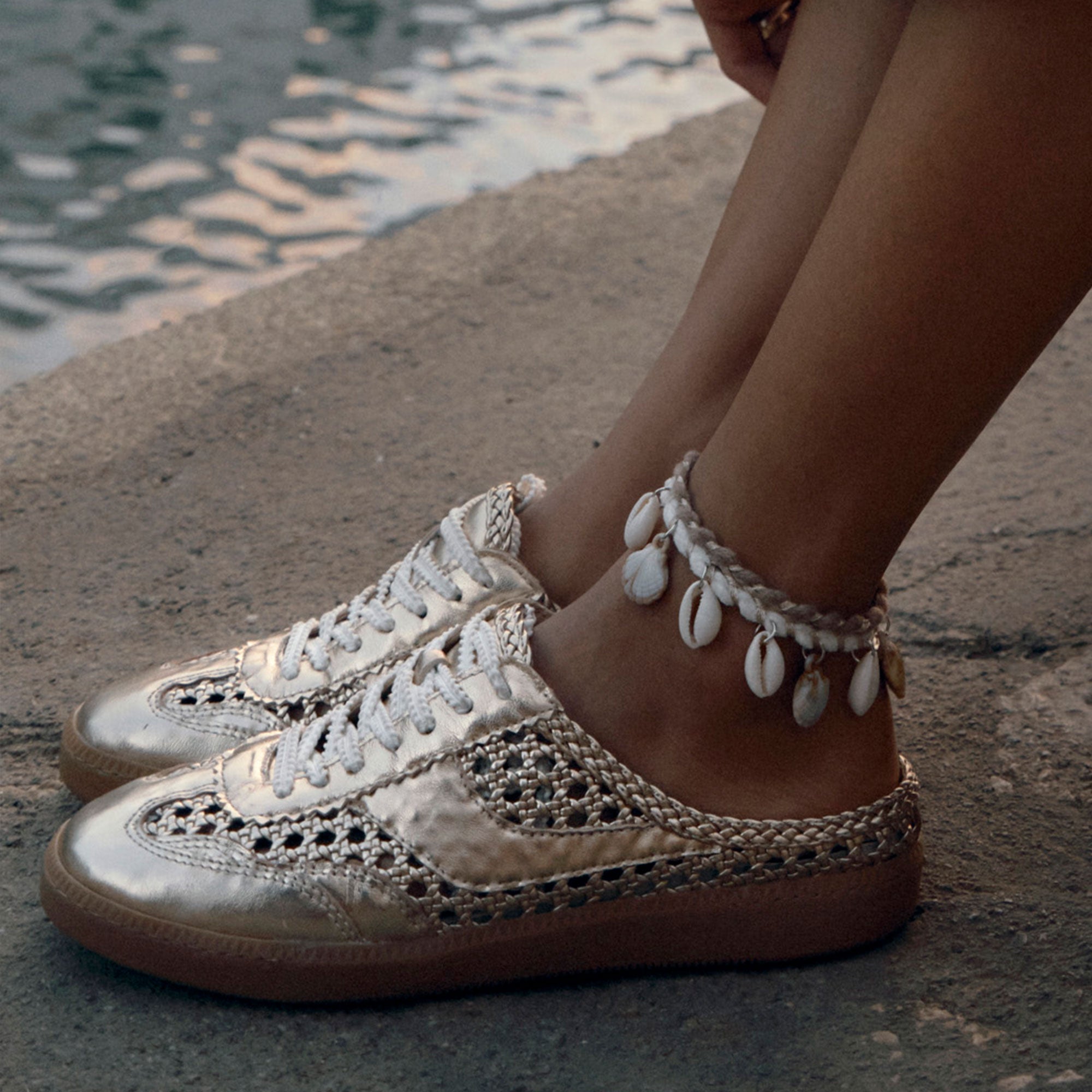 NOTICE SLIDE WOVEN SNEAKERS GOLD WOVEN STELLA - Image 4