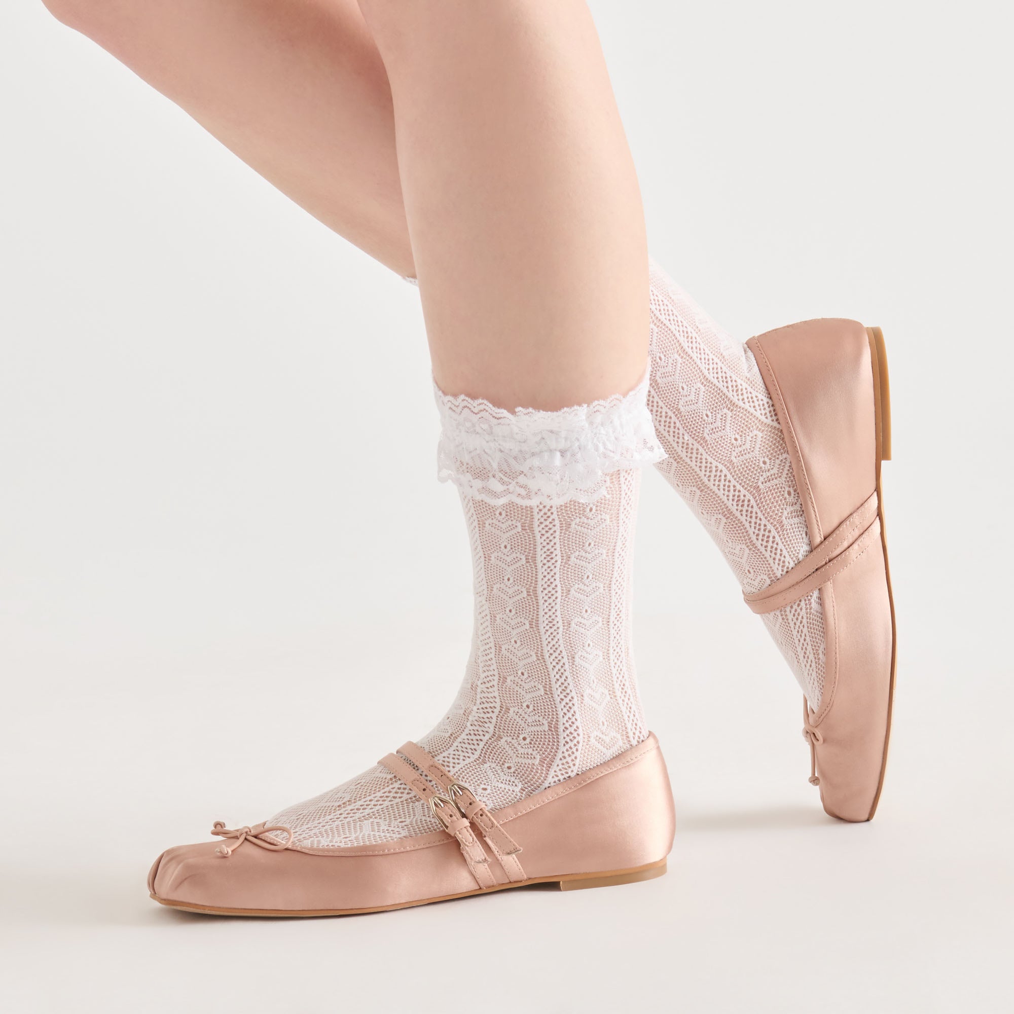 LACE RUFFLE CREW SOCKS WHITE - Image 3
