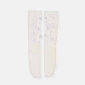FLORAL CHIFFON SLOUCH SOCKS WHITE