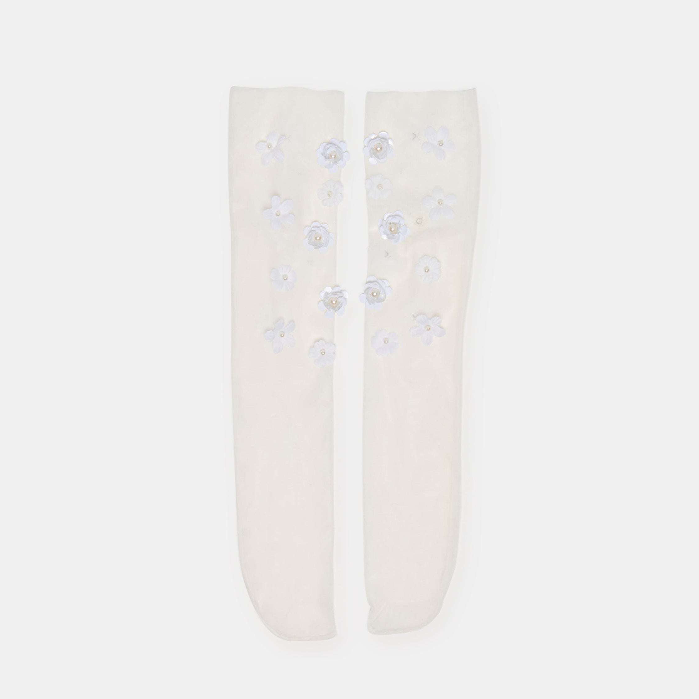 FLORAL CHIFFON SLOUCH SOCKS WHITE