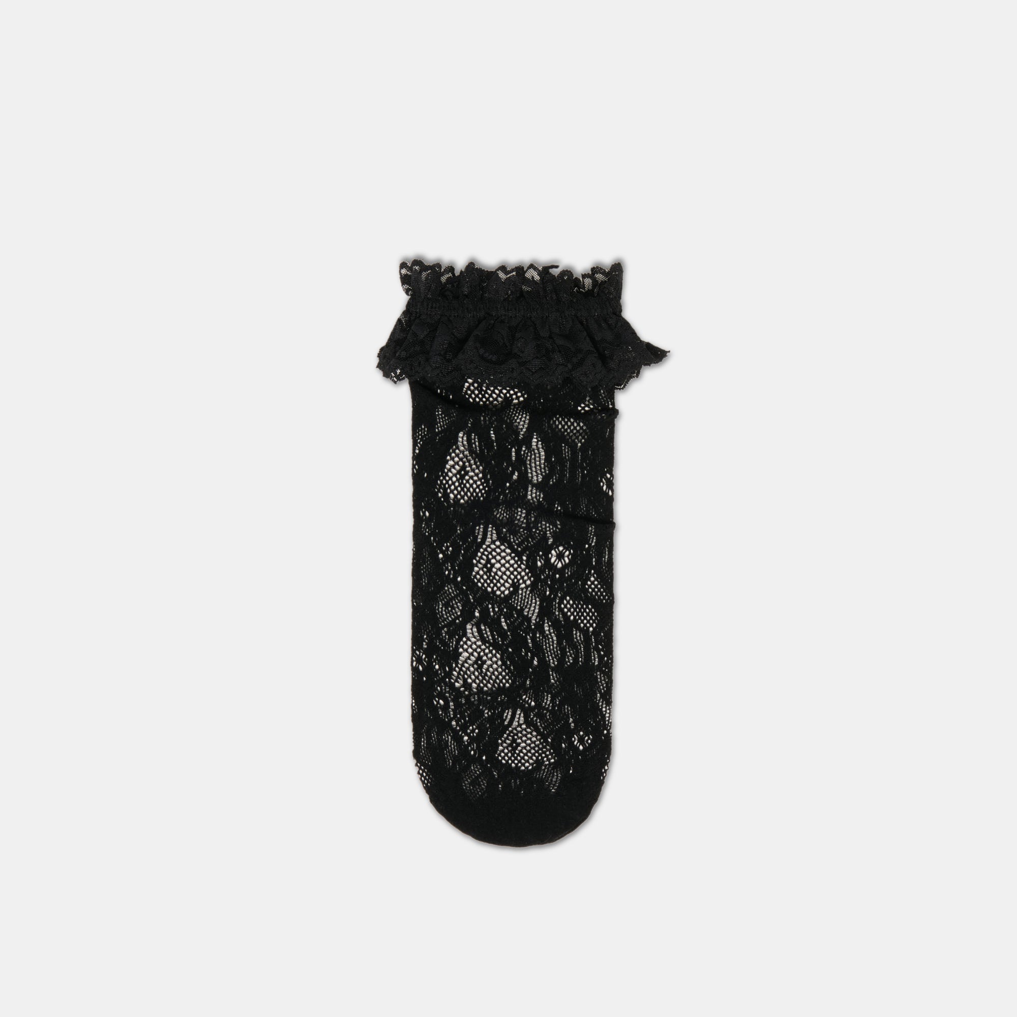 LACE RUFFLE CREW SOCKS BLACK