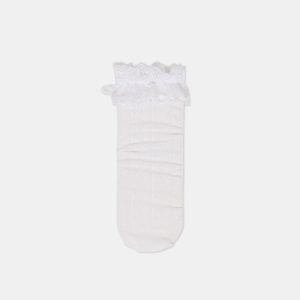 LACE RUFFLE CREW SOCKS WHITE