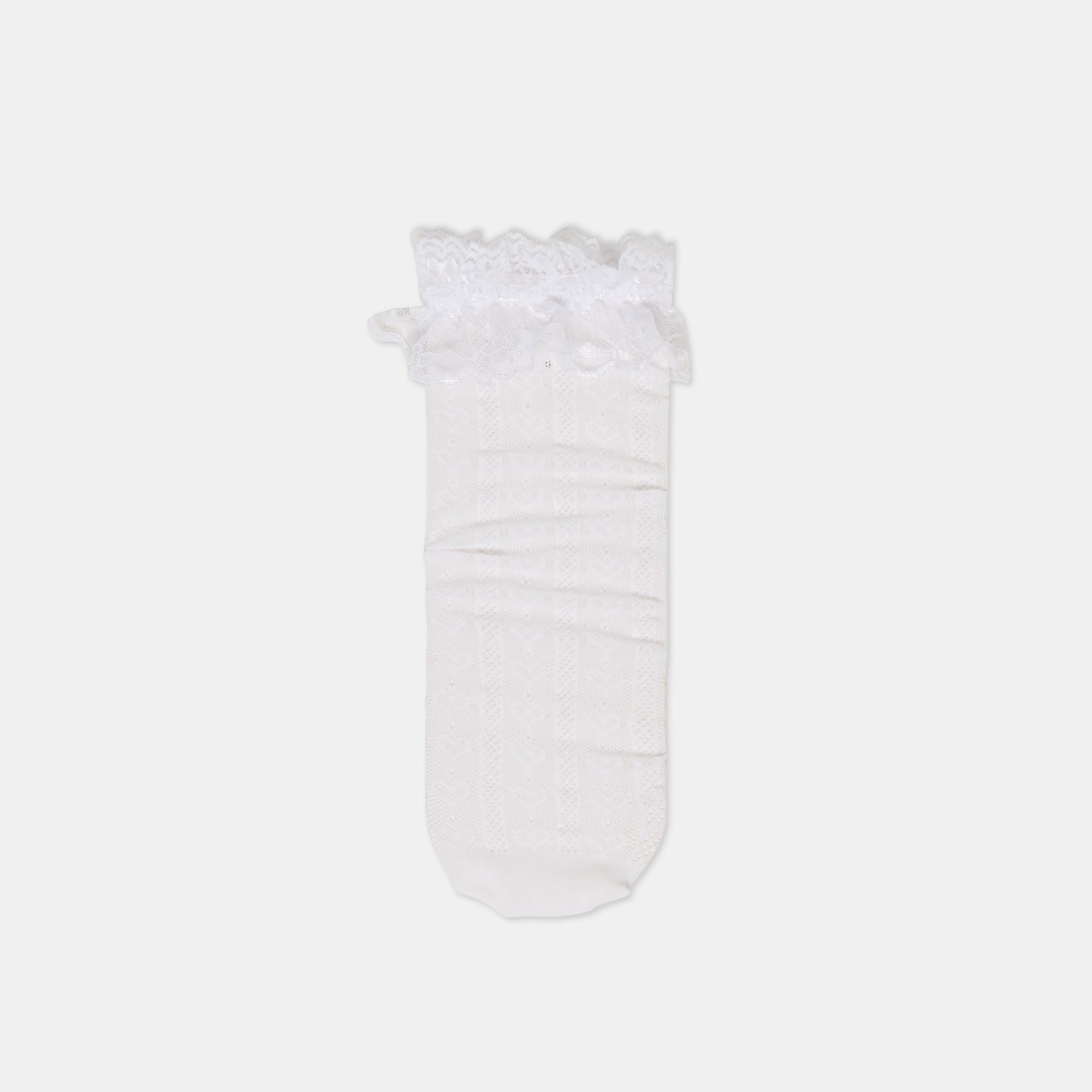 LACE RUFFLE CREW SOCKS WHITE