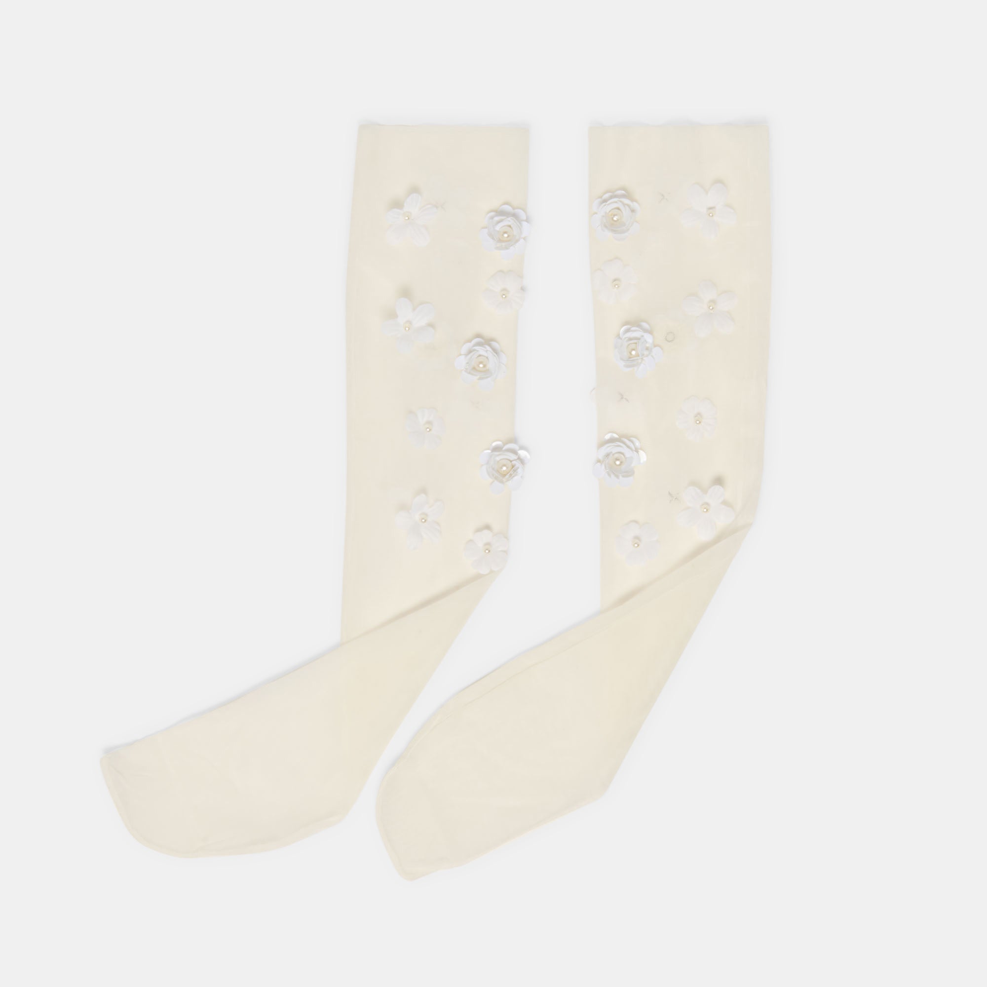 FLORAL CHIFFON SLOUCH SOCKS WHITE - Image 3