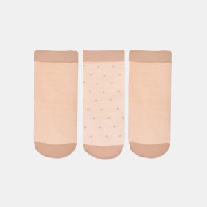 3 PACK DITSY DOT SHEER ANKLET SOCKS BLUSH