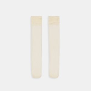 RUFFLE SHEER KNEE HIGH SOCKS IVORY