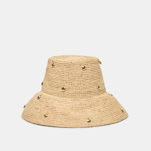 STRAW CLOCHE WITH CHARMS NATURAL
