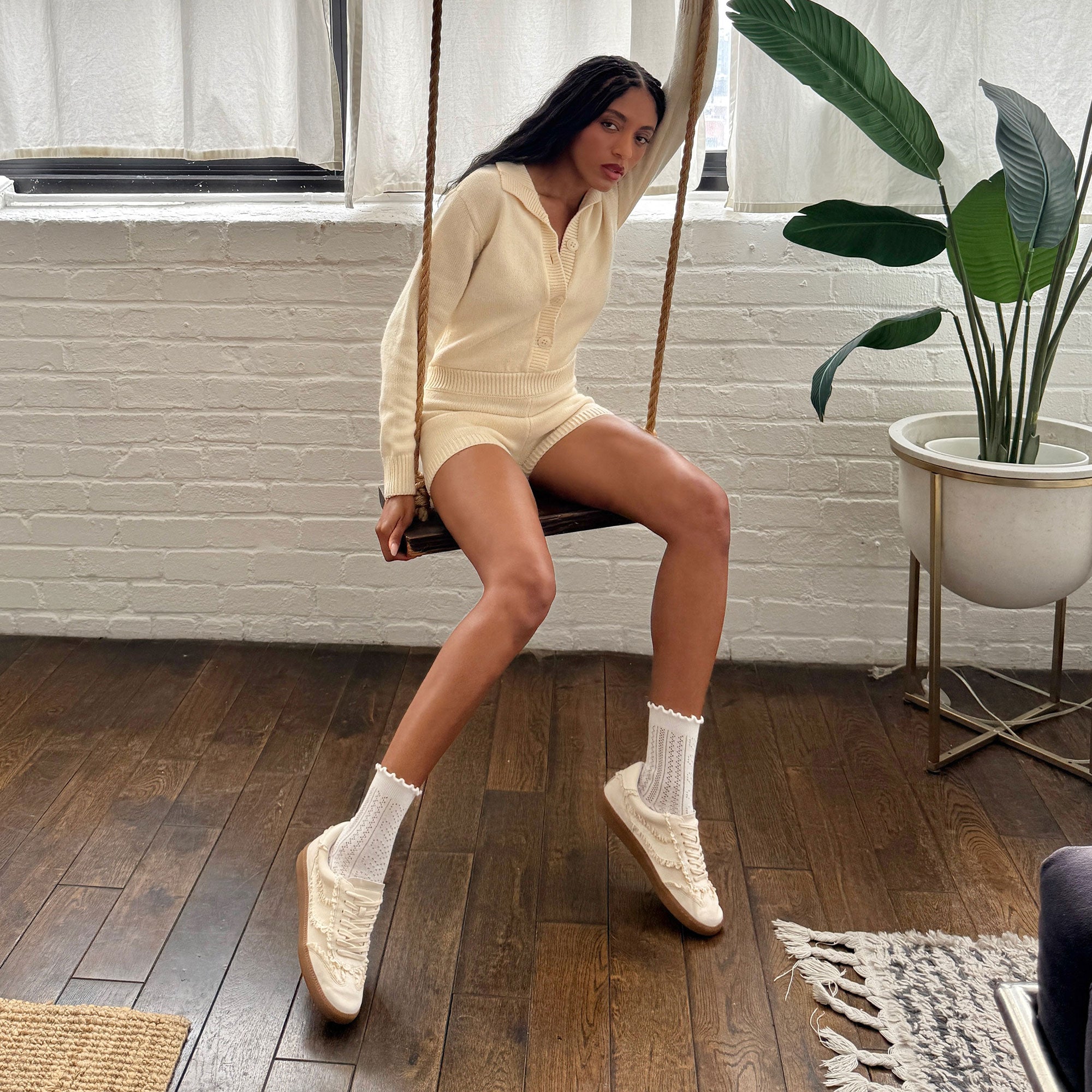 NOTICE LACE SNEAKERS IVORY SUEDE - Image 2