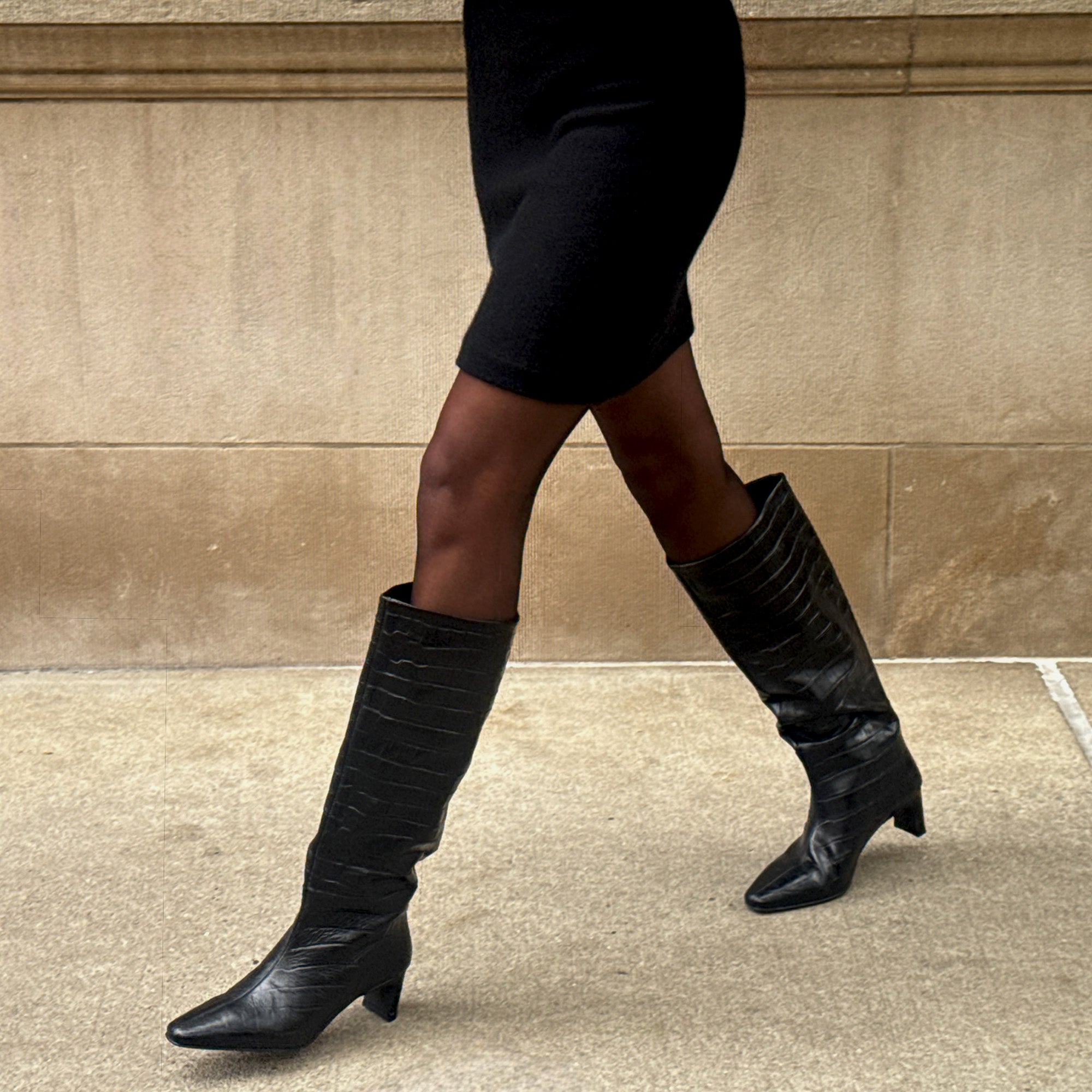 TRIXI BOOTS NOIR CROCO EMBOSSED LEATHER - Image 6