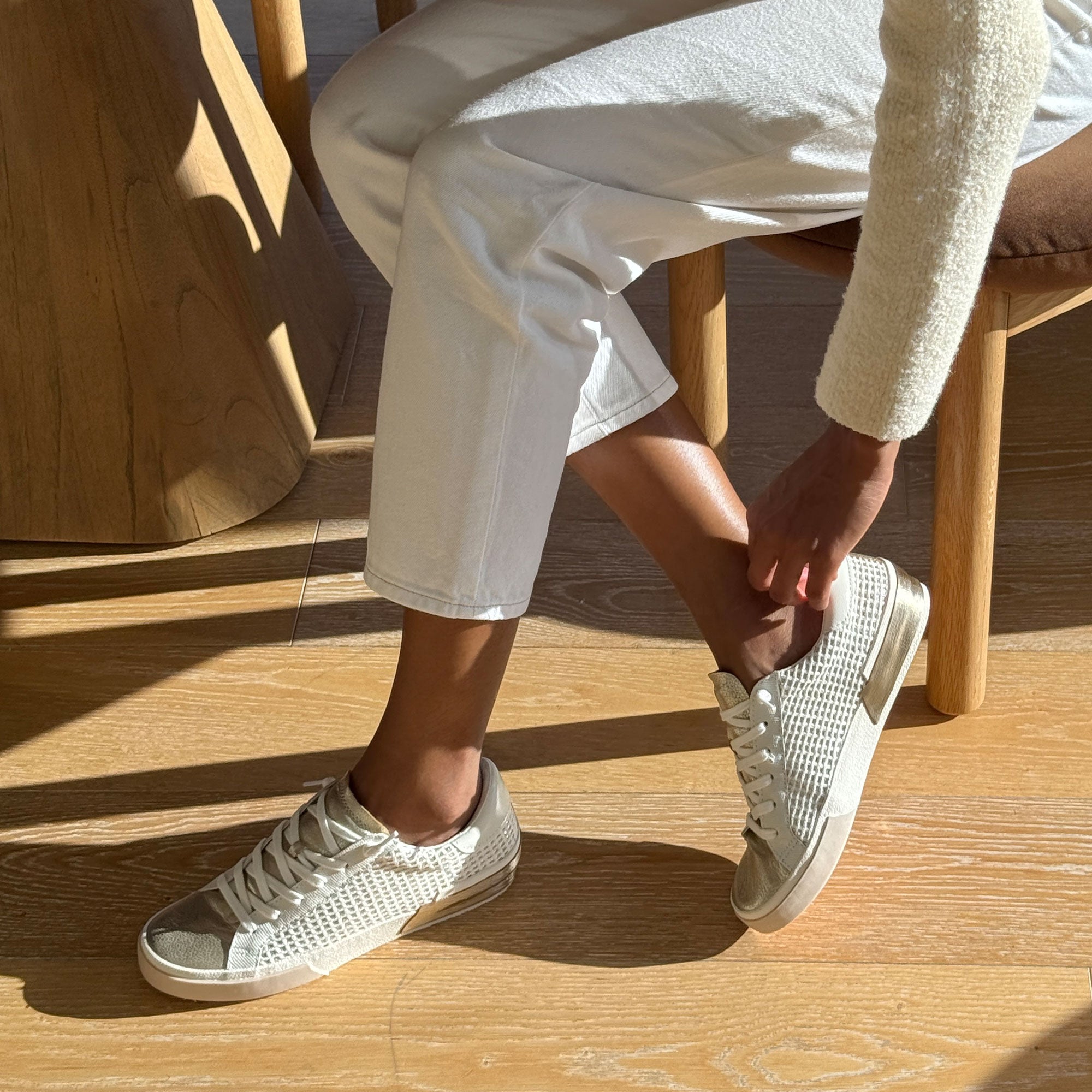 ZINA SNEAKERS BONE GOLD WOVEN - Image 4