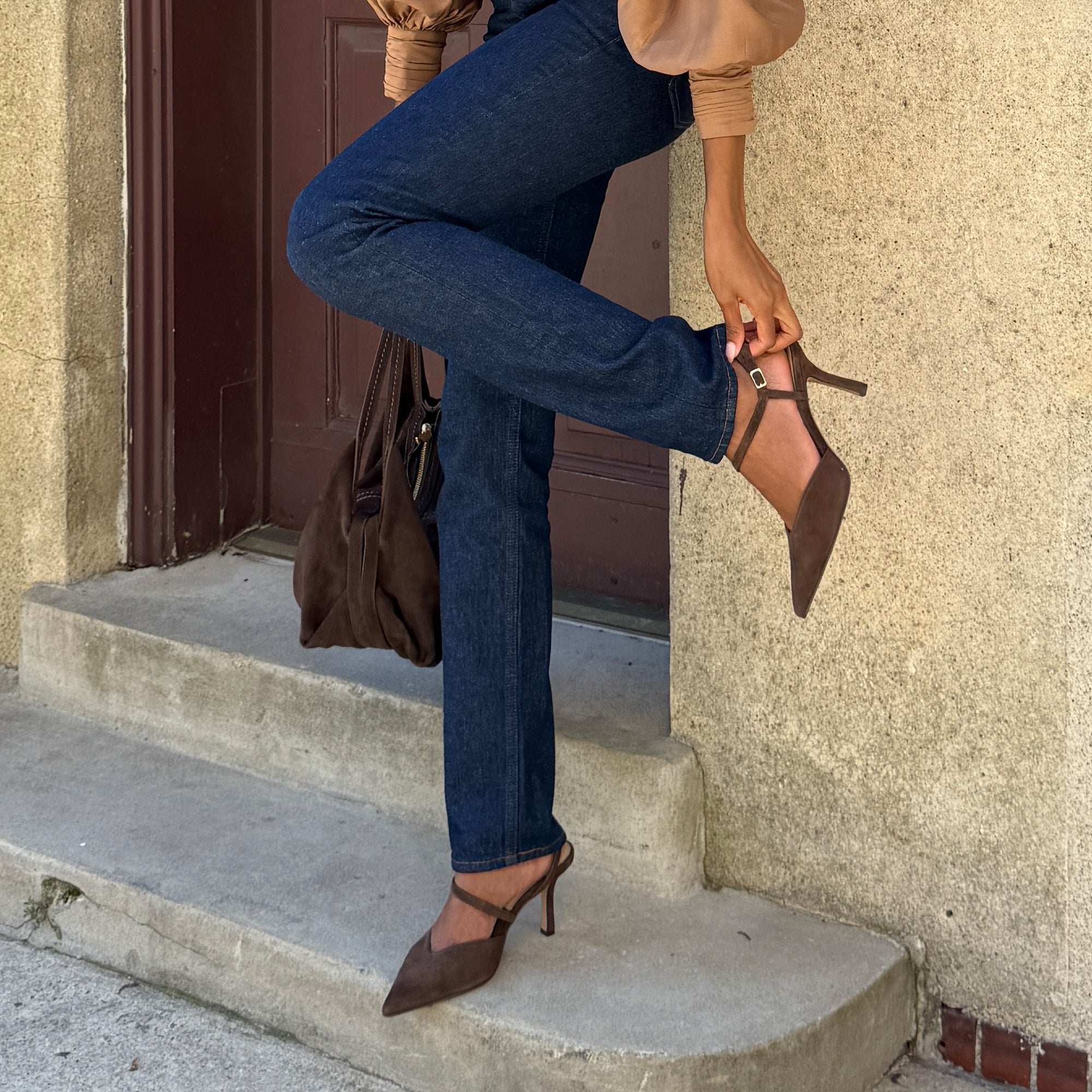 KAMRA HEELS DK BROWN SUEDE - Image 4
