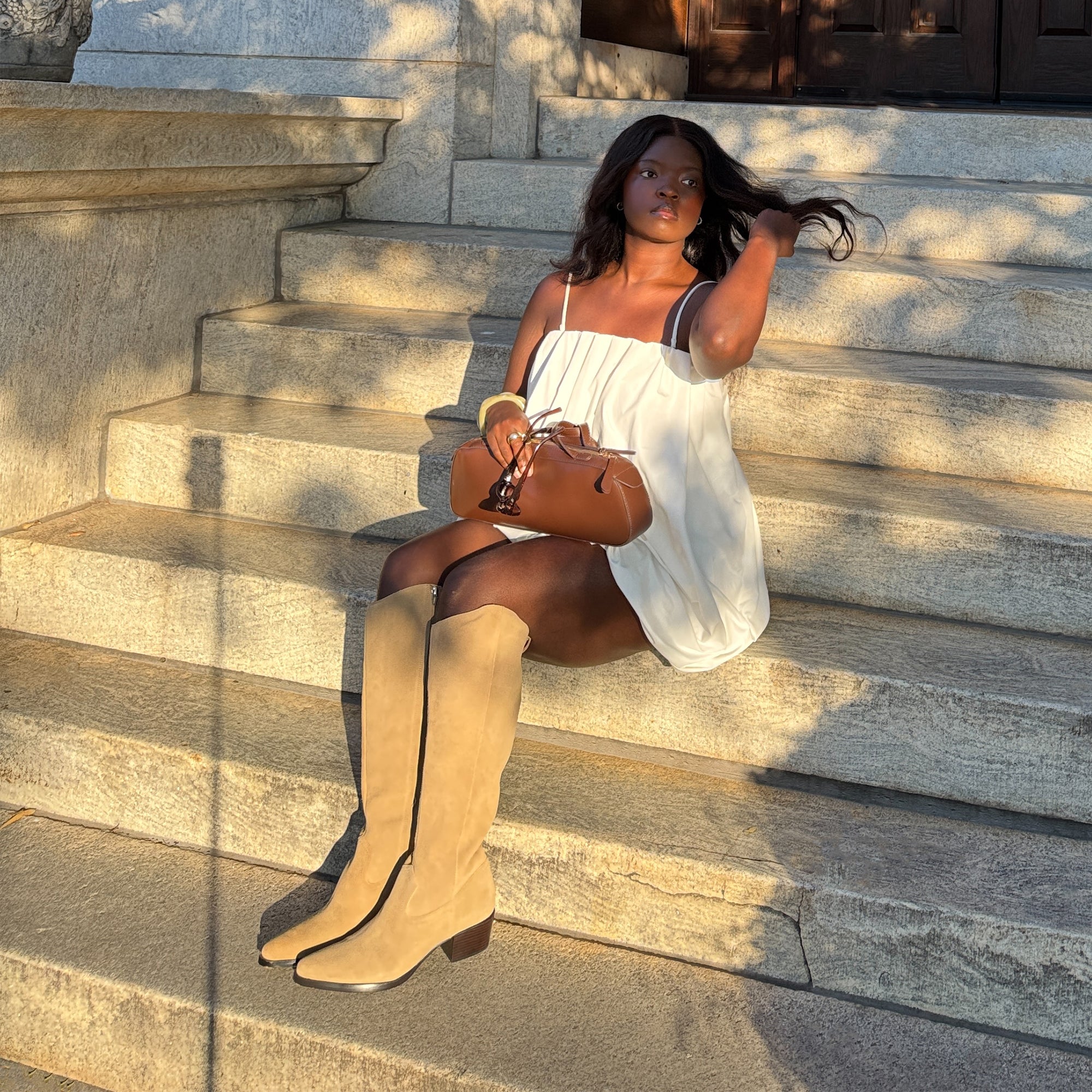 VIRONA H2O WIDE CALF BOOTS DK TAUPE SUEDE - Image 2